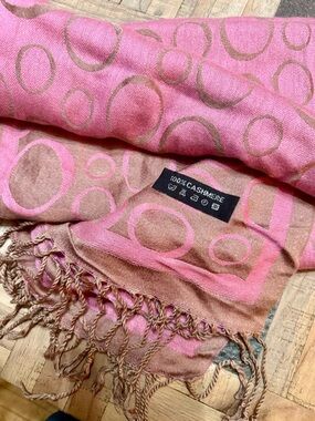Elegant Geometric Circles Pashmina - 100% Cashmere Reversible Shawl